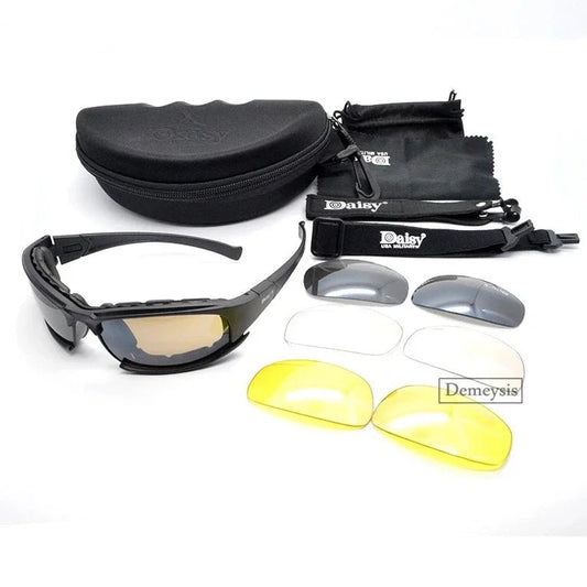Daisy tactische gepolariseerde zonnebril - Outdoor sportbril met 4 lenzen en UV - bescherming - Bivakshop