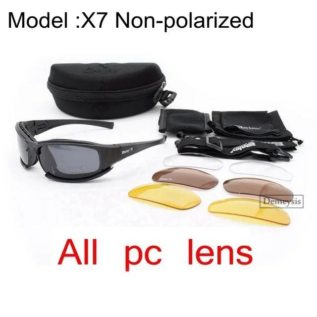 Daisy tactische gepolariseerde zonnebril - Outdoor sportbril met 4 lenzen en UV - bescherming - Bivakshop