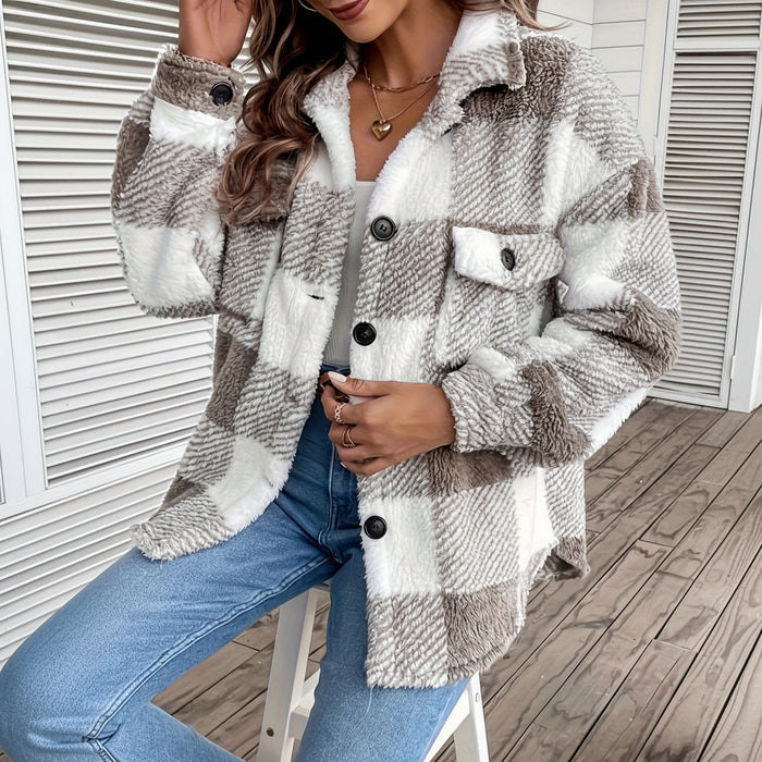 Dames Plaid Vest (Fuzzy Knit) – Elegant & Warm – Met Knoopsluiting - Bivakshop