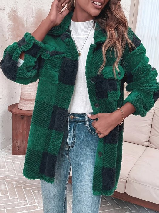 Dames Plaid Vest (Fuzzy Knit) – Elegant & Warm – Met Knoopsluiting - Bivakshop