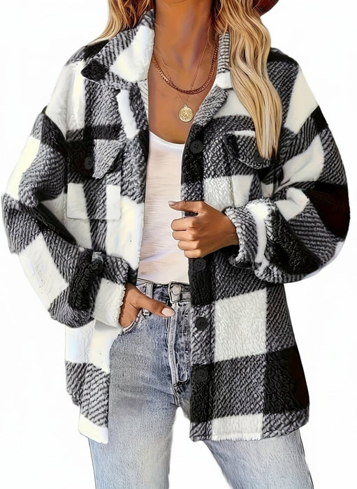Dames Plaid Vest (Fuzzy Knit) – Elegant & Warm – Met Knoopsluiting - Bivakshop