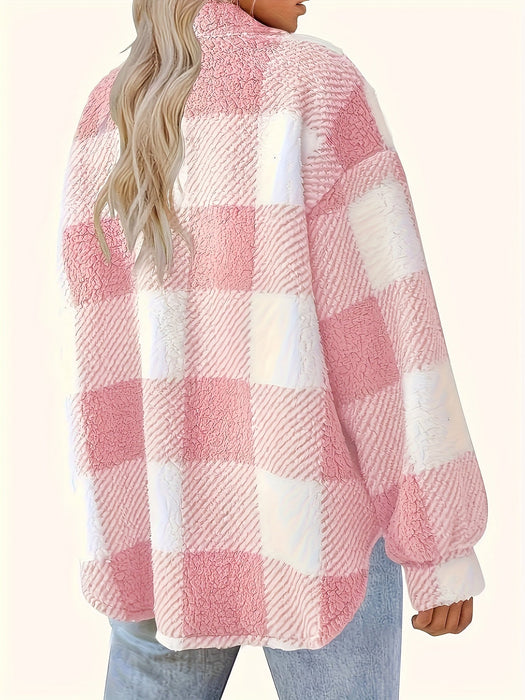 Dames Plaid Vest (Fuzzy Knit) – Elegant & Warm – Met Knoopsluiting - Bivakshop