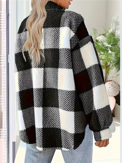 Dames Plaid Vest (Fuzzy Knit) – Elegant & Warm – Met Knoopsluiting - Bivakshop