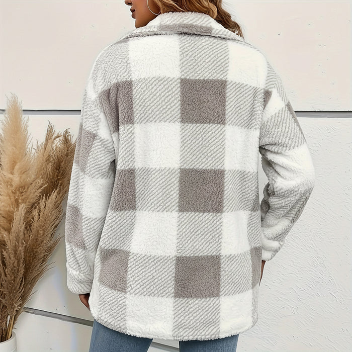 Dames Plaid Vest (Fuzzy Knit) – Elegant & Warm – Met Knoopsluiting - Bivakshop