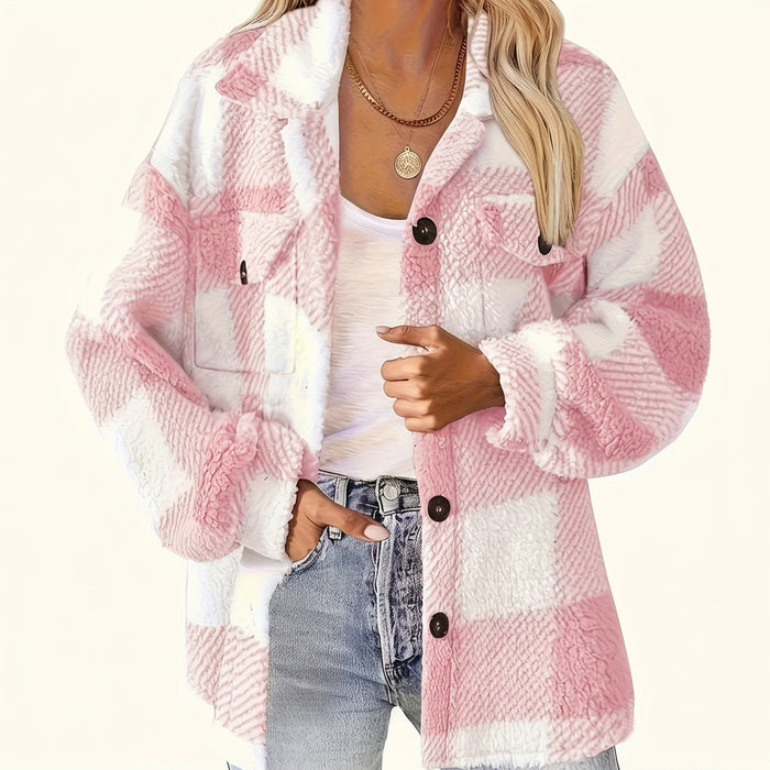 Dames Plaid Vest (Fuzzy Knit) – Elegant & Warm – Met Knoopsluiting - Bivakshop