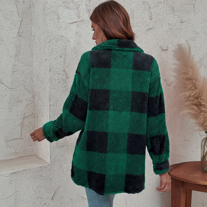 Dames Plaid Vest (Fuzzy Knit) – Elegant & Warm – Met Knoopsluiting - Bivakshop