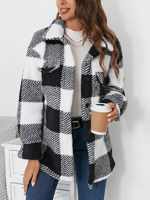 Dames Plaid Vest (Fuzzy Knit) – Elegant & Warm – Met Knoopsluiting - Bivakshop