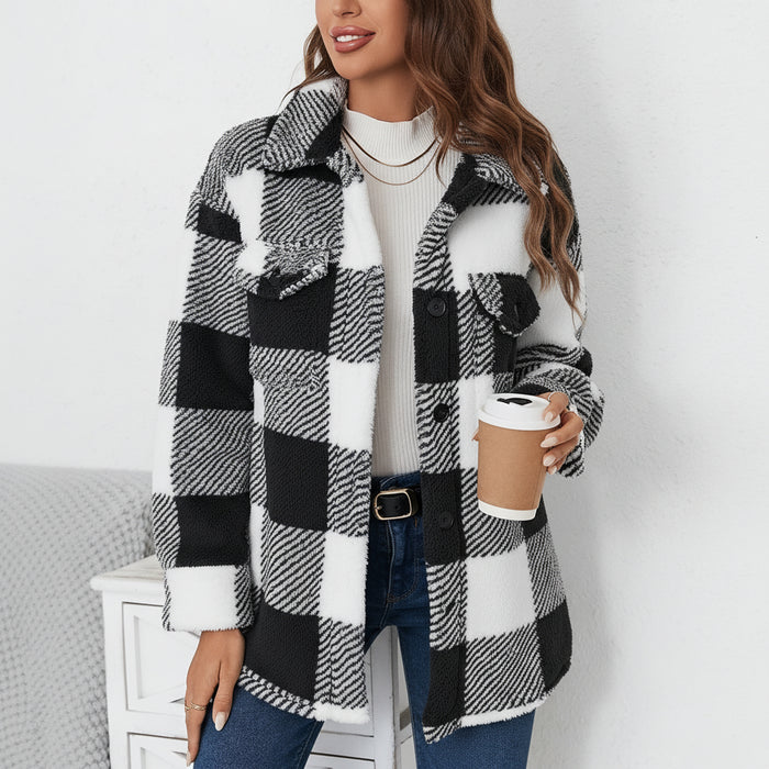 Dames Plaid Vest (Fuzzy Knit) – Elegant & Warm – Met Knoopsluiting - Bivakshop