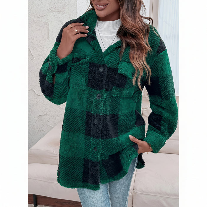 Dames Plaid Vest (Fuzzy Knit) – Elegant & Warm – Met Knoopsluiting - Bivakshop