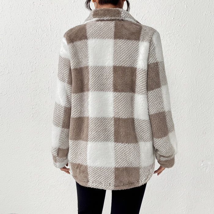 Dames Plaid Vest (Fuzzy Knit) – Elegant & Warm – Met Knoopsluiting - Bivakshop