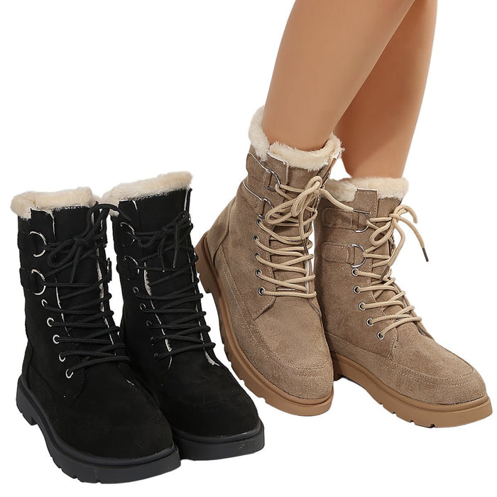 Dames sneeuwlaarzen – Warme fleecevoering – Halfhoge veterschoen - Bivakshop