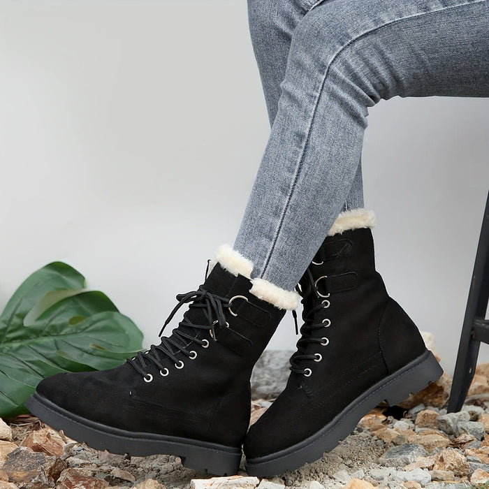 Dames sneeuwlaarzen – Warme fleecevoering – Halfhoge veterschoen - Bivakshop