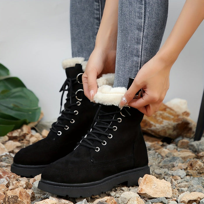 Dames sneeuwlaarzen – Warme fleecevoering – Halfhoge veterschoen - Bivakshop