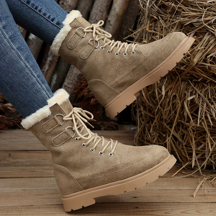 Dames sneeuwlaarzen – Warme fleecevoering – Halfhoge veterschoen - Bivakshop