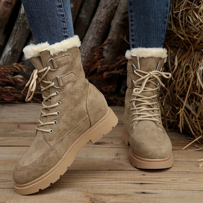 Dames sneeuwlaarzen – Warme fleecevoering – Halfhoge veterschoen - Bivakshop