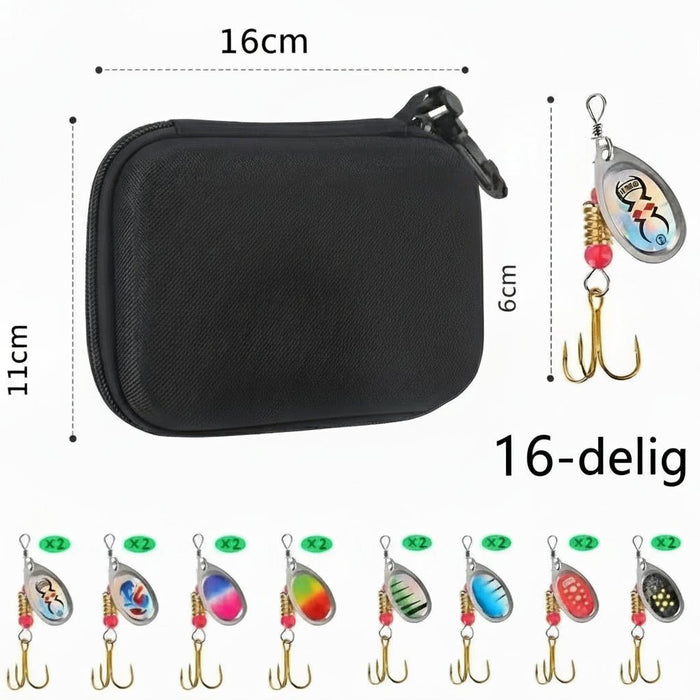 Deluxe Spinnerbait Kit – 16 Stuks voor Snoek, Baars & Forel (Inclusief Tackle Bag) - Bivakshop