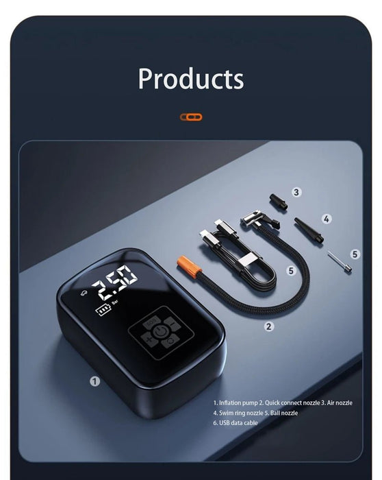 Draadloze Elektrische Compressor - Draagbare Luchtpomp met Digitaal Display - Bivakshop