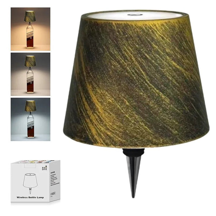 Draadloze fles tafellamp – 3 lichtkleuren – touch dimbaar - Bivakshop