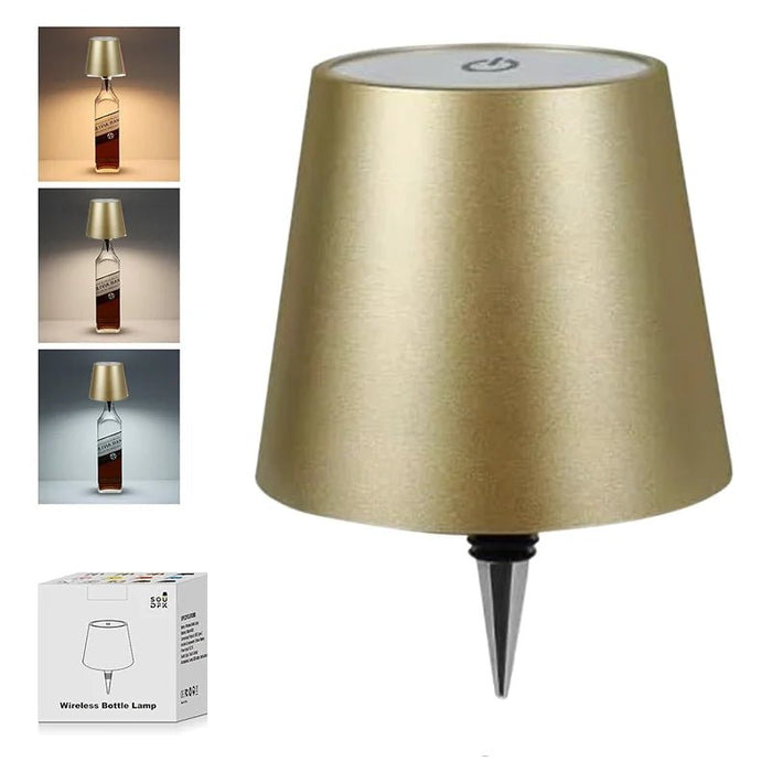 Draadloze fles tafellamp – 3 lichtkleuren – touch dimbaar - Bivakshop