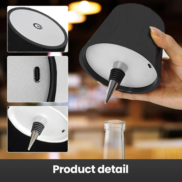 Draadloze fles tafellamp – 3 lichtkleuren – touch dimbaar - Bivakshop