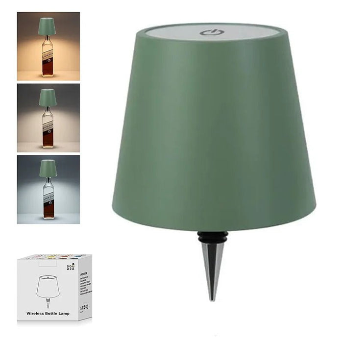 Draadloze fles tafellamp – 3 lichtkleuren – touch dimbaar - Bivakshop