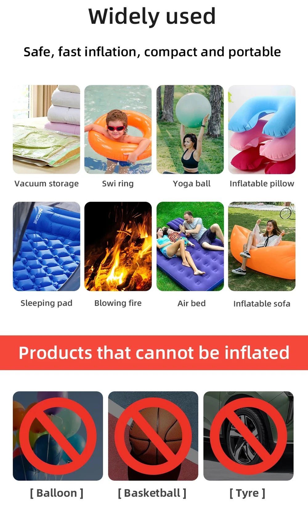 Draagbare - Draadloze elektrische luchtpomp inflator deflator voor - Opblaasbare artikelen - Bivakshop