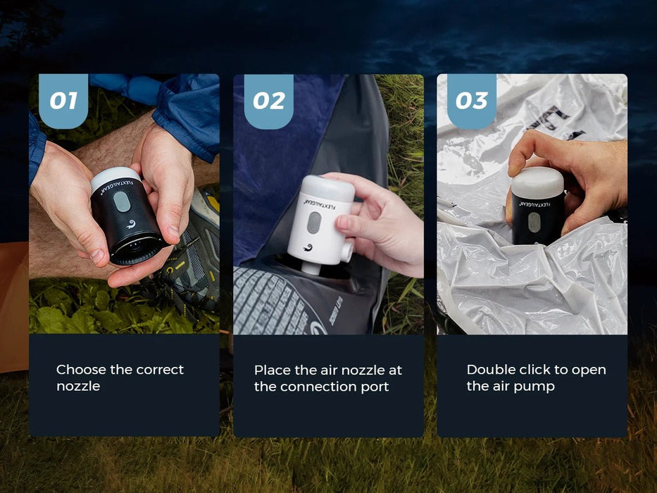 Draagbare elektrische luchtpomp – met lamp – compact & krachtig - Bivakshop