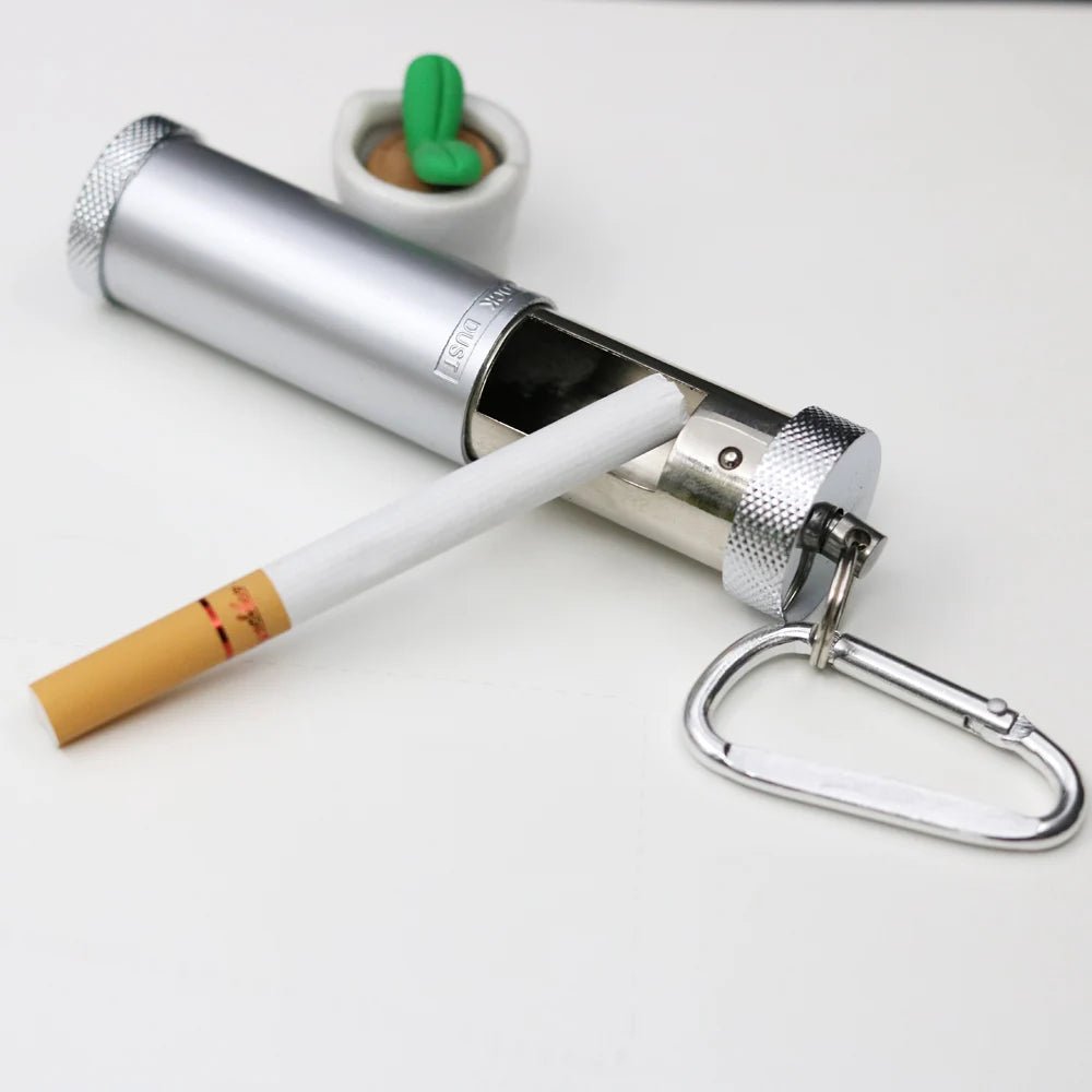 Draagbare mini asbak – Zakformaat – RVS Sleutelhanger Asbak voor onderweg - Bivakshop