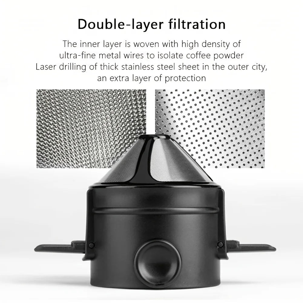 Draagbare pour - over koffiemaker – Inklapbare filter – RVS mok voor reizen & outdoor - Bivakshop