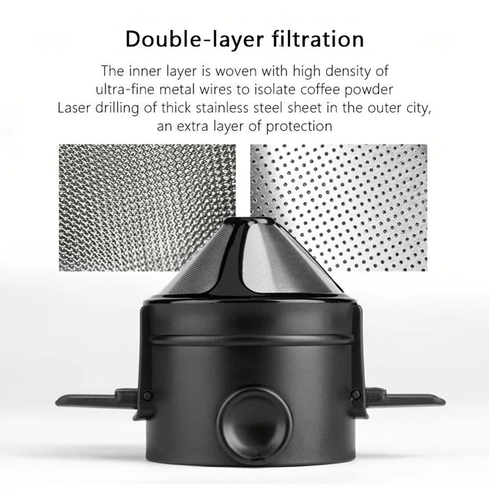 Draagbare pour - over koffiemaker – Inklapbare filter – RVS mok voor reizen & outdoor - Bivakshop