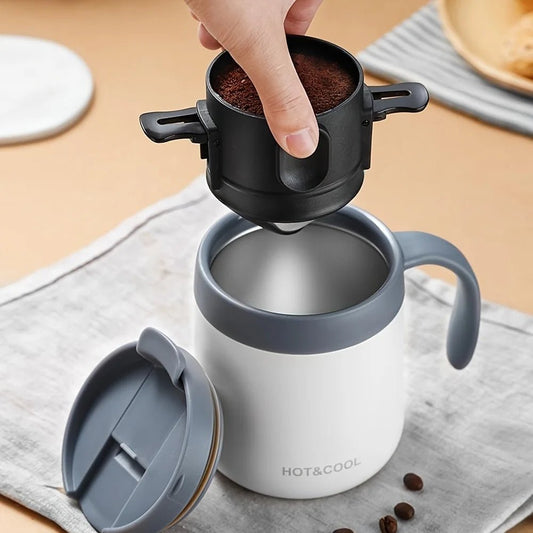 Draagbare pour - over koffiemaker – Inklapbare filter – RVS mok voor reizen & outdoor - Bivakshop