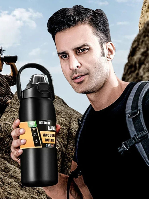 Draagbare Thermosfles met Rietje 304 Roestvrijstalen Thermosbeker Koffiekop Sport Vacuüm Thermosflessen Koude en Warme Waterfles - Bivakshop