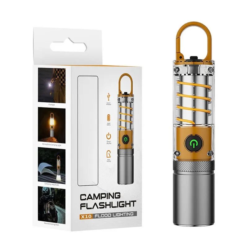 Dual Source Strong LED Tungsten Lamp Telescopic Zoom Flashlight Waterproof Outdoor Camping Work Light Bright Torch With Hook - Bivakshop