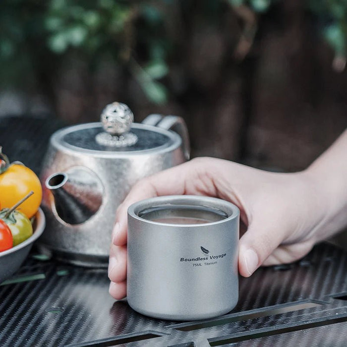 Dubbelwandige titanium mok – ultralicht & isolerend - Bivakshop