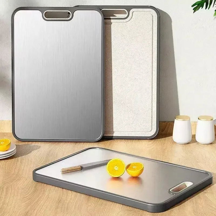 Dubbelzijdige Titanium Snijplank – Hybride Design met Milieuvriendelijk Tarwestro – Antibacterieel & Geurvrij - Bivakshop