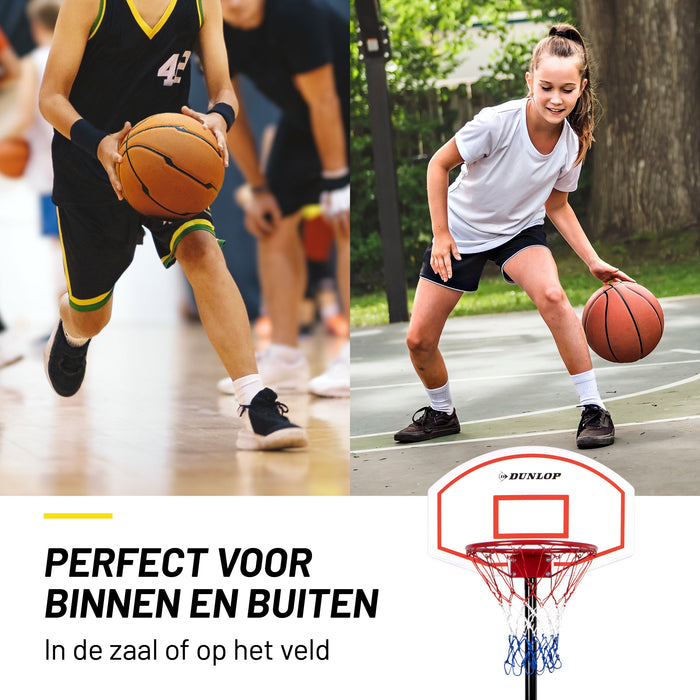 Dunlop - Basketbalstandaard Verstelbaar – 165 tot 205 cm – Verrijdbaar & Robuust - Bivakshop