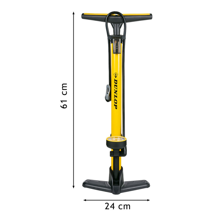 Dunlop - Fietspomp met Drukmeter – Universele Vloerpomp – Nauwkeurige Bandenspanning - Bivakshop