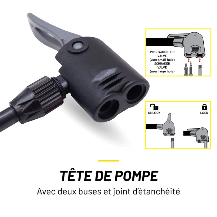 Dunlop - Fietspomp met Drukmeter – Voor Alle Ventielen – Nauwkeurige Spanningsmeter - Bivakshop