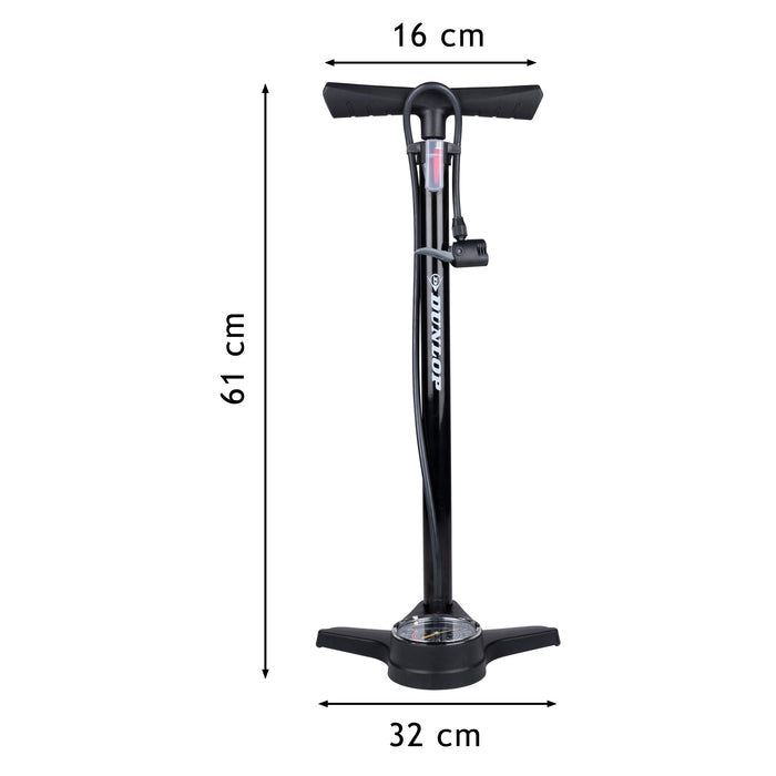 Dunlop - Fietspomp met Drukmeter – Voor Alle Ventielen – Nauwkeurige Spanningsmeter - Bivakshop