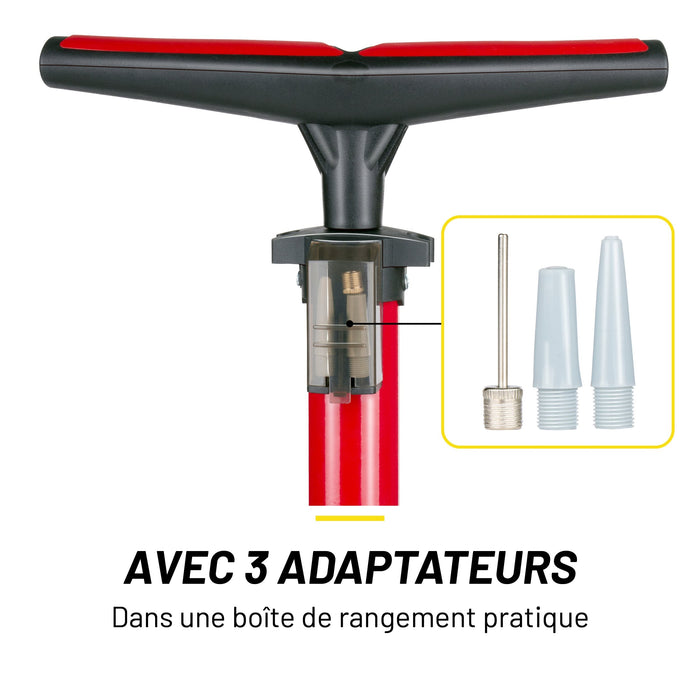 Dunlop - Fietspomp met Manometer – Zwart/Rood – Duurzaam & Nauwkeurig - Bivakshop