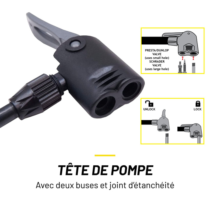 Dunlop - Fietspomp met Manometer – Zwart/Rood – Duurzaam & Nauwkeurig - Bivakshop