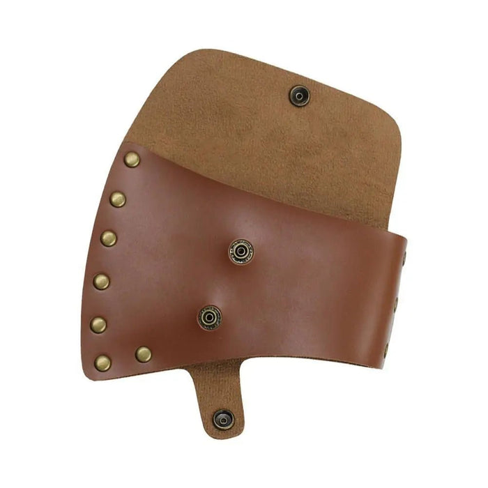 Duurzame leren bijlhoofdschede voor camping - Praktische bijl beschermer - Handgemaakte PU - leer afwerking - Bivakshop