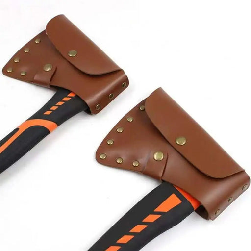 Duurzame leren bijlhoofdschede voor camping - Praktische bijl beschermer - Handgemaakte PU - leer afwerking - Bivakshop