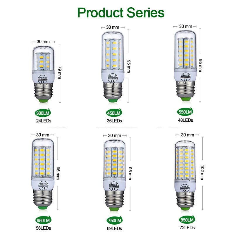 E27 LED lamp & E14 LED bulb - SMD5730 220v corn bulb - Chandelier & home LED light - Bivakshop