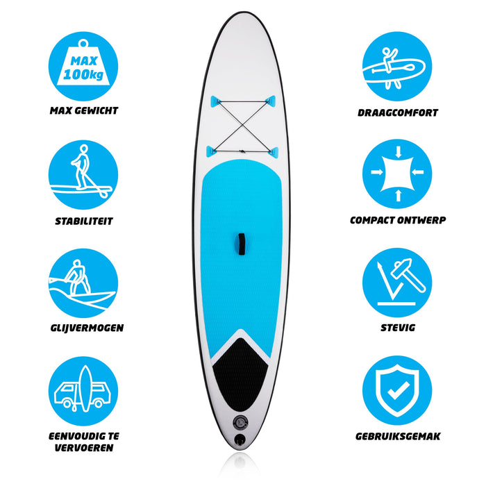 Eddy Toys - SUP Board Set – 6 - delig – Opblaasbaar & Compleet – Inclusief Pomp, Peddel en Rugtas - Bivakshop