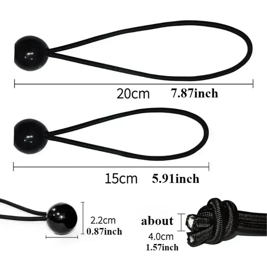 Elastische bindkoorden met bal – 10 stuks voor tenten, vlaggenstokken en zeilbevestiging - Bivakshop