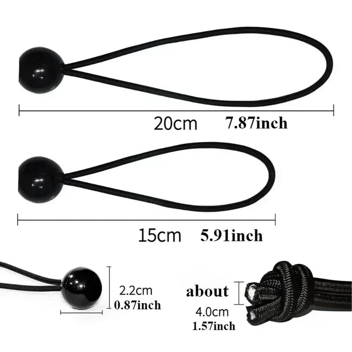 Elastische bindkoorden met bal – 10 stuks voor tenten, vlaggenstokken en zeilbevestiging - Bivakshop