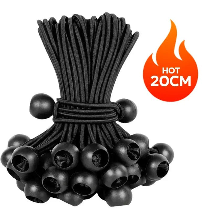 Elastische bindkoorden met bal – 10 stuks voor tenten, vlaggenstokken en zeilbevestiging - Bivakshop