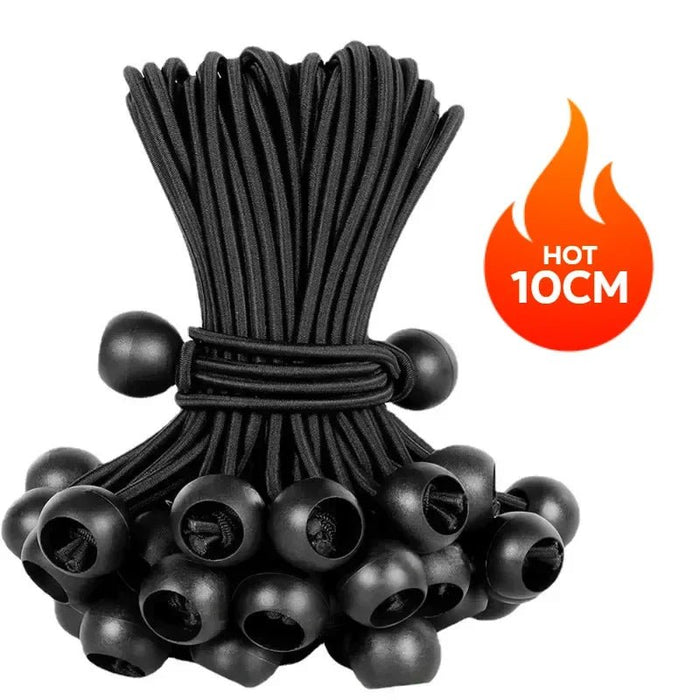 Elastische bindkoorden met bal – 10 stuks voor tenten, vlaggenstokken en zeilbevestiging - Bivakshop
