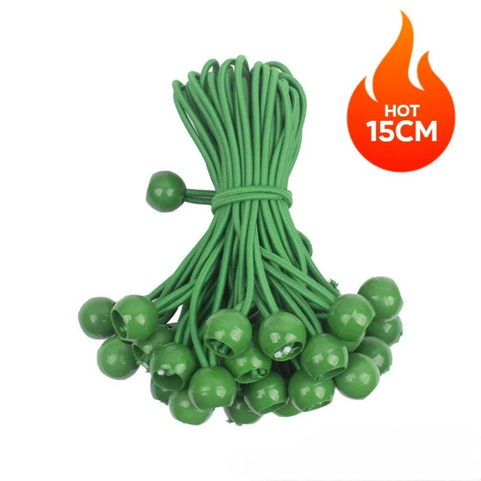 Elastische bindkoorden met bal – 10 stuks voor tenten, vlaggenstokken en zeilbevestiging - Bivakshop
